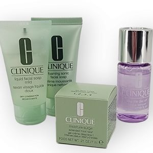 Clinique Skincare Set Moisture Surge Cleansers Moisturizer Makeup Remover Minis